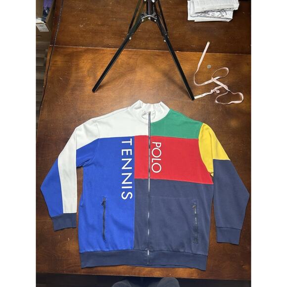 Polo Ralph Lauren Tennis Full Zip Up Color Block Jacket Size 2XLT - Picture 15 of 16
